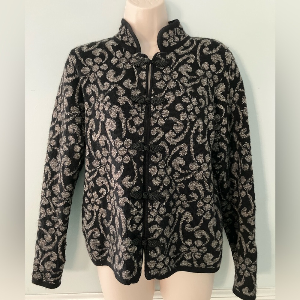 CHERRY LEWIS England vintage wool alpaca cardigan jacket frog closure classic S